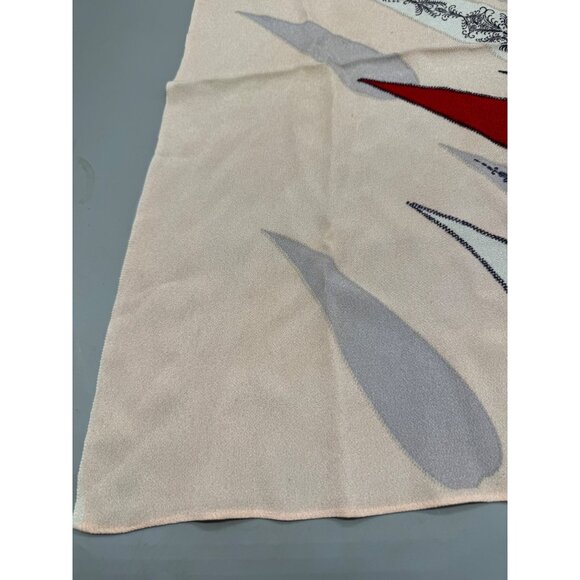 Large Decorative Square Scarf Abstract Pattern In Red Black Gray & Beige READ - Picture 6 of 10